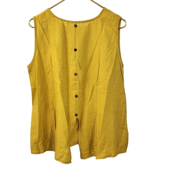 Luala Pyjamas Silk Mustard‎ Sleeveless Button Back Top 2XL - Picture 2 of 6